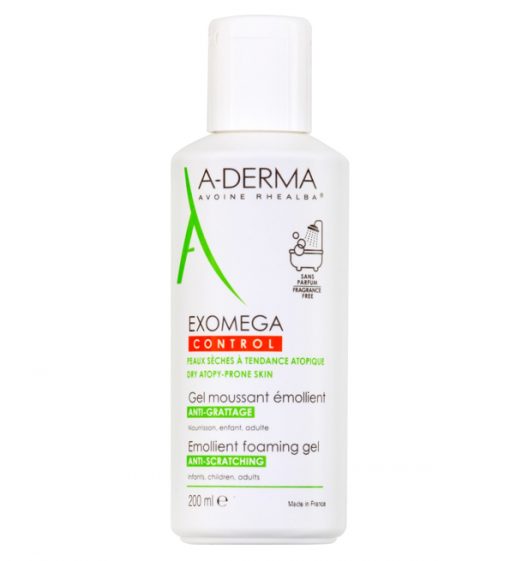 A-derma Exomega control Gel moussant émollient anti-grattage 200 ml