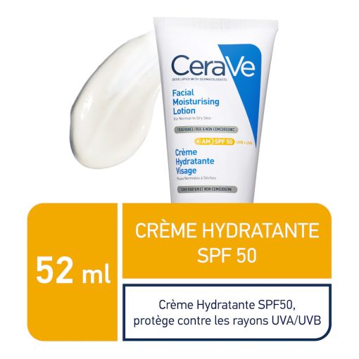 CeraVe crème hydratante visage SPF50 peaux normales à sèches | 52ml – Image 2