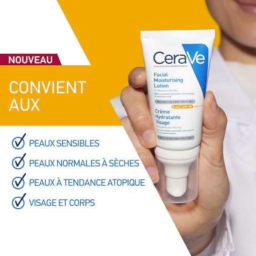 CeraVe crème hydratante visage SPF50 peaux normales à sèches | 52ml – Image 3