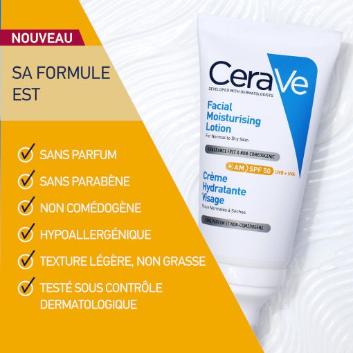 CeraVe crème hydratante visage SPF50 peaux normales à sèches | 52ml – Image 4