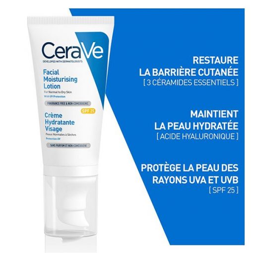 CeraVe Crème Hydratante Visage SPF25 Peau Normale à Sèche | 52ml – Image 2