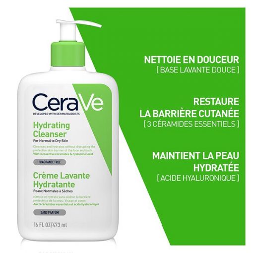 CeraVe Crème Lavante Hydratante Peau Normale à Sèche | 473ml – Image 2