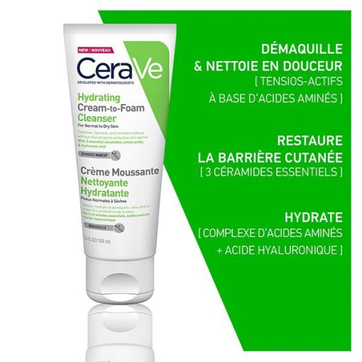 CeraVe Crème Moussante Nettoyante Hydratante Peau Normale à Sèche | 100ml – Image 2