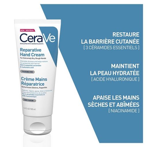 CeraVe Crème Réparatrice Mains Sèches et Abîmées | 100ml – Image 3