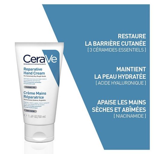 CeraVe Crème Réparatrice Mains Sèches et Abîmées | 50ml – Image 2