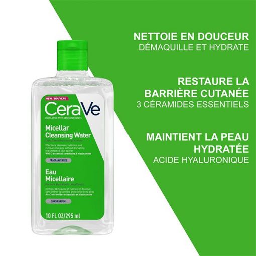 CeraVe Eau Micellaire Démaquillante Hydratante Peau Normale à Sèche | 295ml – Image 2