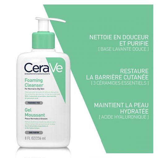 CeraVe Gel Moussant Nettoyant Peau Normale à Grasse | 236ml – Image 3