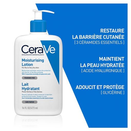 CeraVe Lait Hydratant Léger Peau Sèche à Très Sèche | 473ml – Image 3