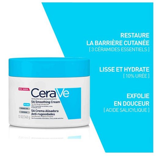 CeraVe SA Crème Anti-Rugosités Peau Sèche et Squameuse | 340g – Image 3