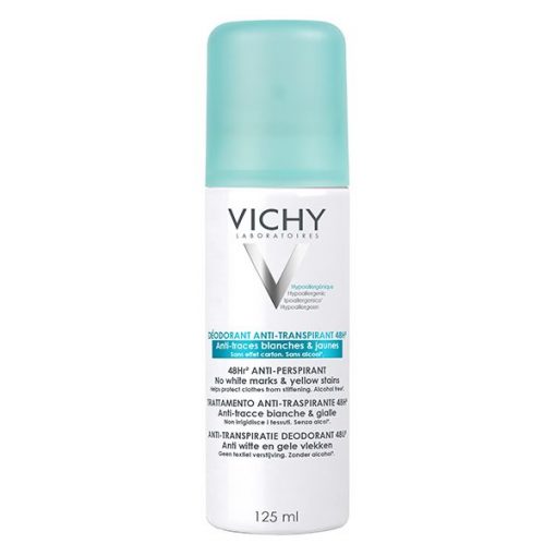 Vichy Dermo-Tolérance Déodorant Anti-Transpirant 48H Anti-Traces Jaunes et Blanches Aérosol | 125ml